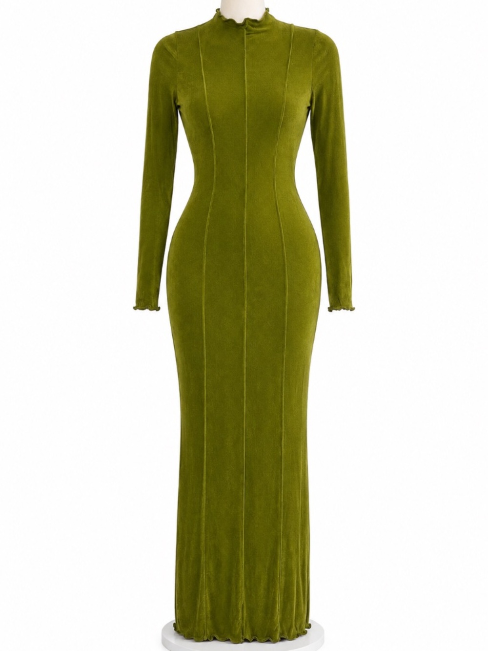 Fashion Nova Olive Green Mock Neck Maxi Dress NWT